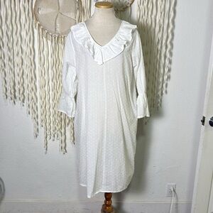 Hopeless Romantic Ruffled V-Neck Swiss Dot Victorian Nightgown Size XL/XXL